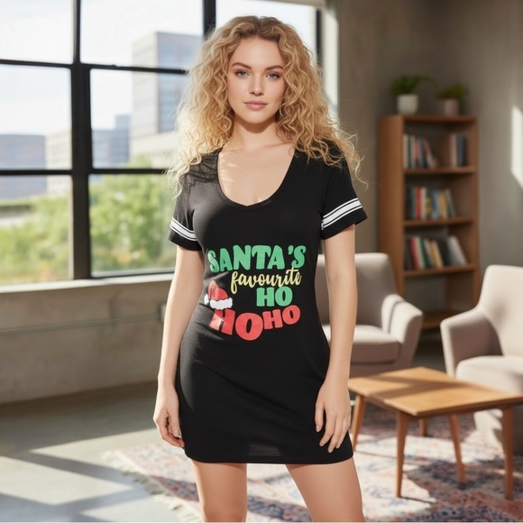 Not Tired Other - •Santa’s Fave•Graphic Print Relaxed Fit Sleep Shirt